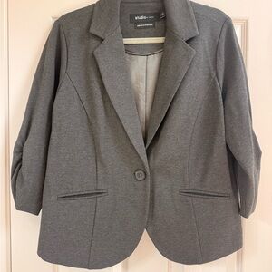 Torrid Women's Gray Blazer 3/4 Rouched Sleeve